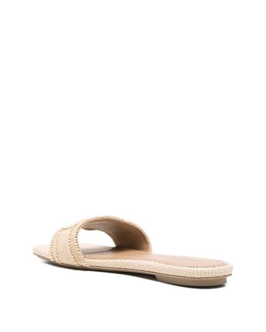 Emporio Armani Natural Rafia Flat Sandals