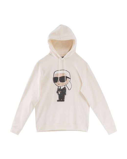 Karl Lagerfeld White Karl Hooded Sweatshirt for men