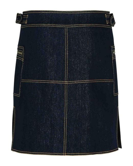 Etro Blue Denim Buckle Waist Miniskirt