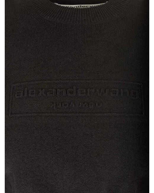 Alexander Wang Blue Cropped Crew Neck Sweater