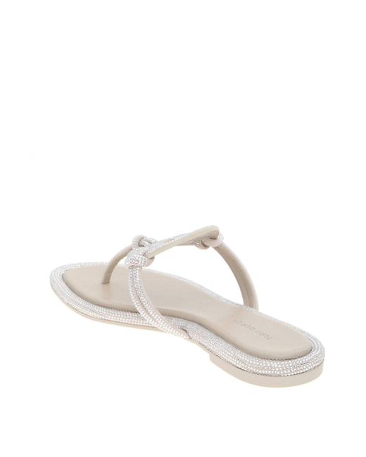 Tory Burch White Miller Sandal In Leather With Applied Pave