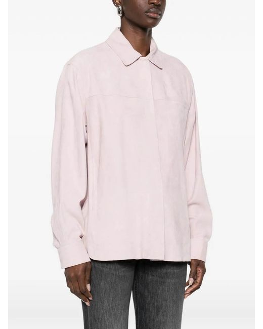 Desa Nineteenseventytwo Pink Leather Shirt Jacket