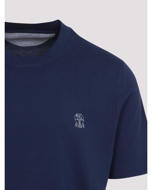 Brunello Cucinelli Blue T-Shirt for men