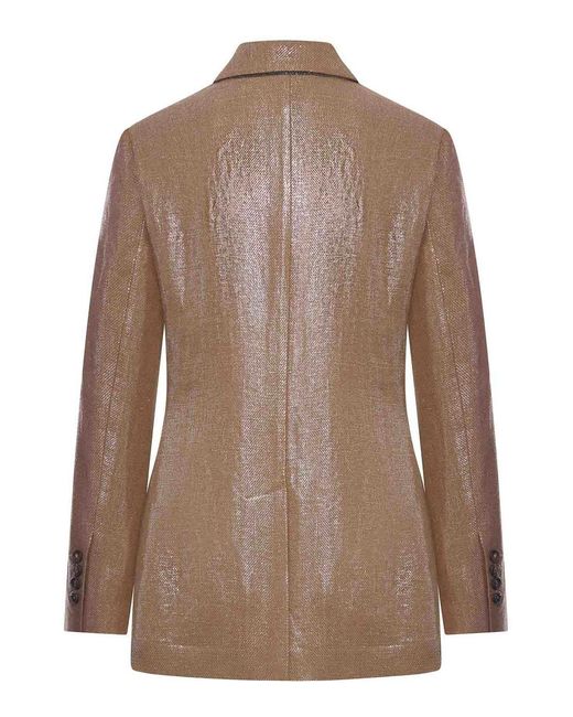 Brunello Cucinelli Brown Double-Breasted Blazer