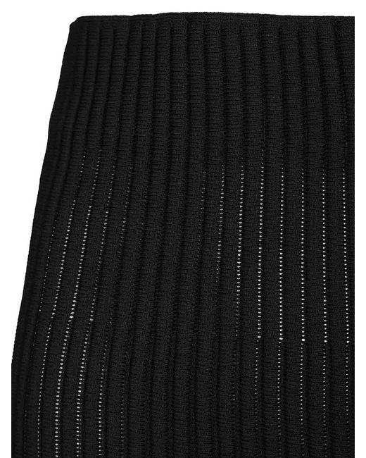 Alaïa Black Tubular Skirt With Fringes