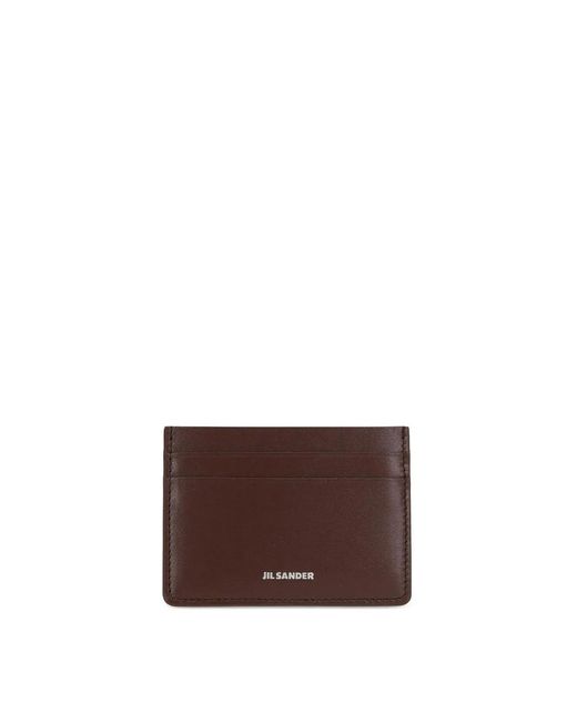 Jil Sander Brown Logo Card Holder
