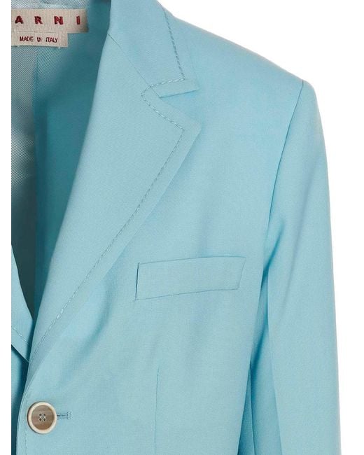 Marni Blue Single-Breasted Blazer Jacket