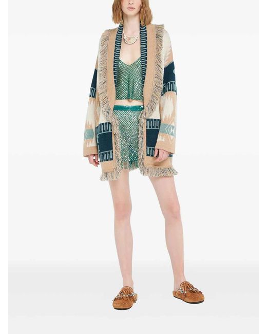 Alanui Blue Icon Jacquard Cardigan