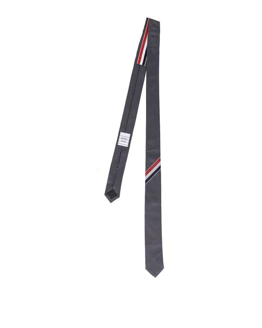 Thom Browne Gray Stripe Detail Tie for men