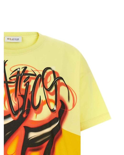 The Attico Yellow Graphic Crew Neck T-Shirt