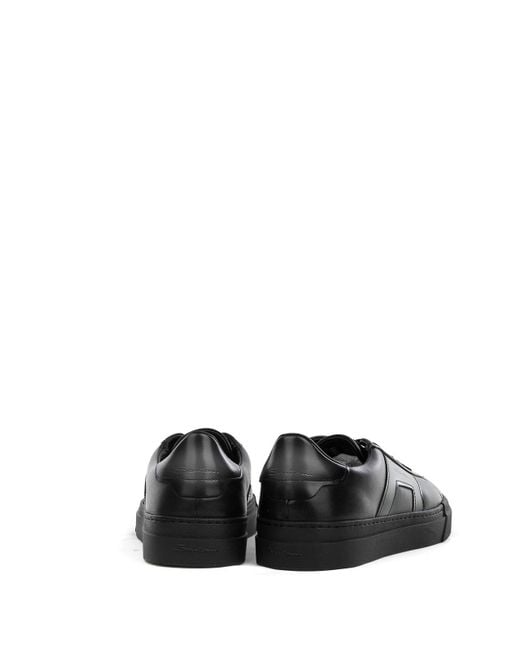 Santoni Black Leather Sneaker for men
