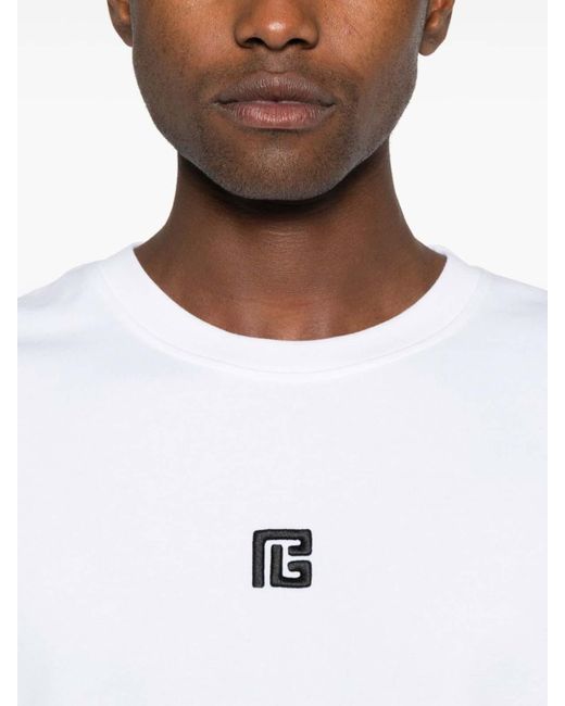 Balmain White Small Pb Logo T-Shirt for men