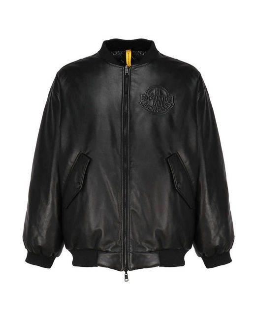 Moncler Black Reversible Leather Jacket for men