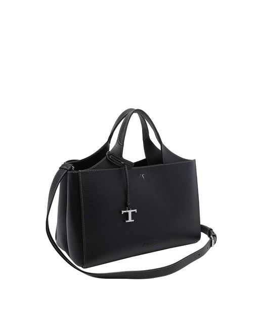 Tod's Black Di Reverse Leather Tote Bag