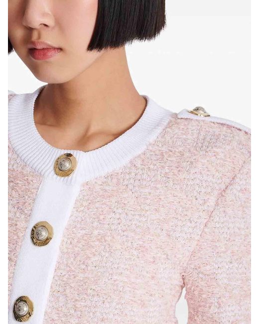Balmain Pink Tweed Cardigan