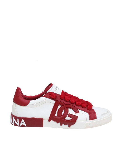 Dolce & Gabbana Red Leather Sneakers for men