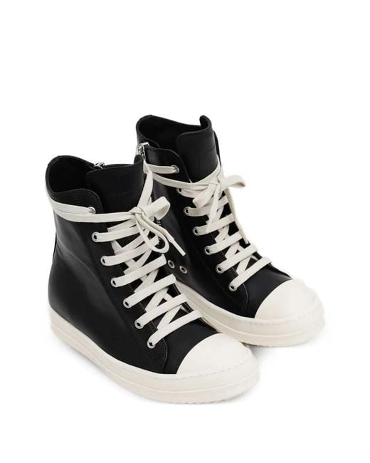 Rick Owens Black Leather Sneakers