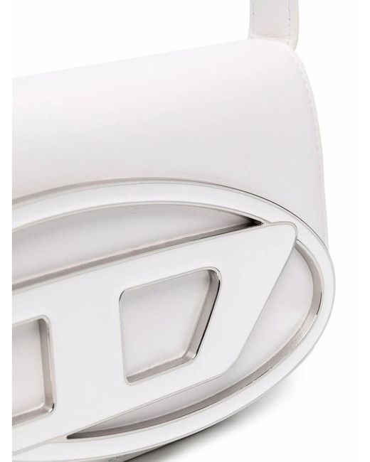DIESEL White 1Dr Leather Shoulder Bag