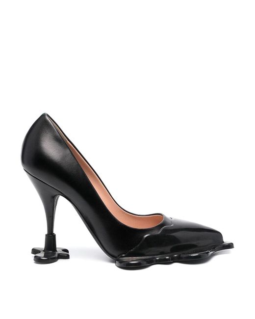Moschino Black 100mm Sculpted Leather Pumps