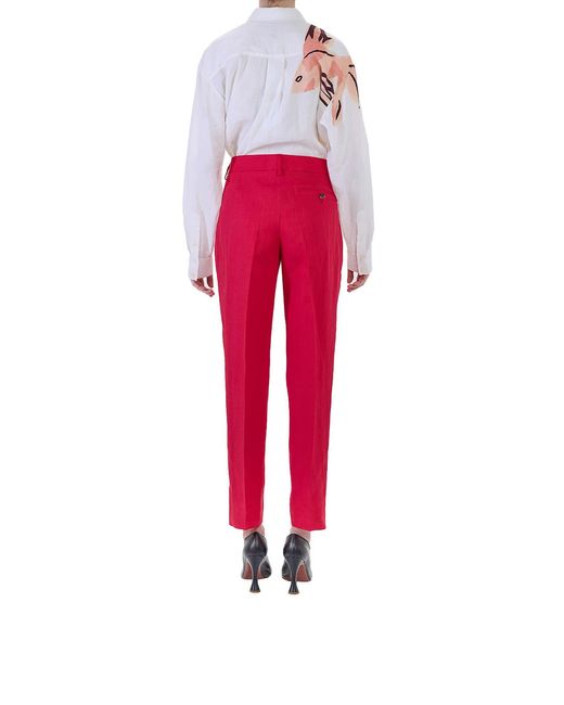Paul Smith Red Linen Pleated Trousers