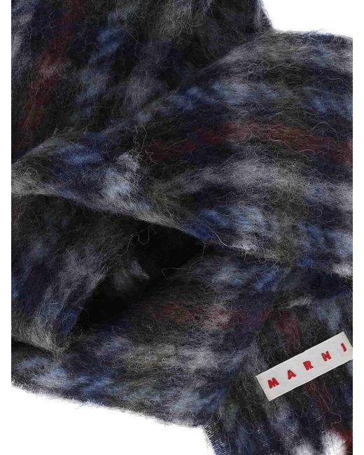 Sciarpa A Righe Logo di Marni in White da Uomo