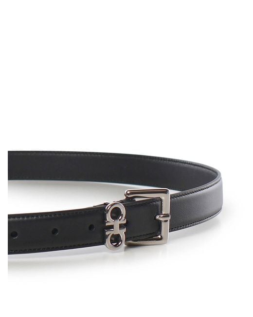 Ferragamo White Leather Double Gancini Belt