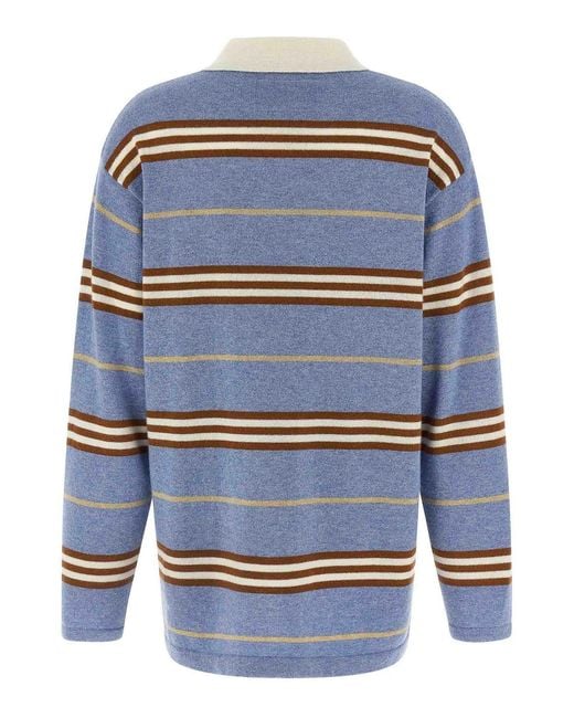 Guest In Residence Blue Striped Rugby Polo Shirt