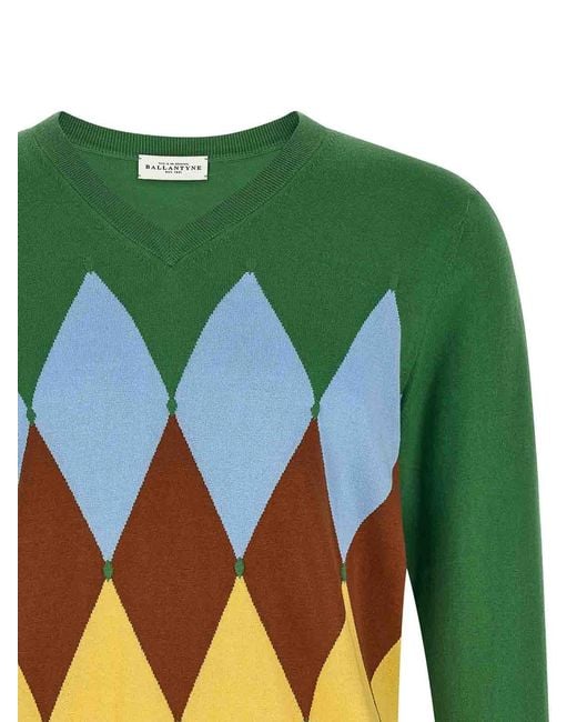 Ballantyne Green Argyle Sweater for men