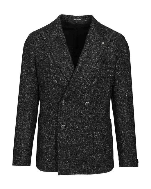 Tagliatore Black Double-Breasted Jacket for men