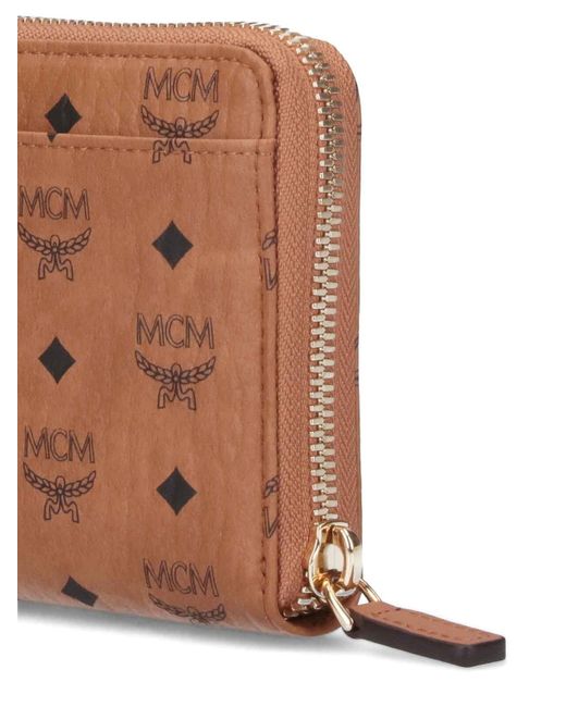 MCM Brown Large Zip Wallet for men