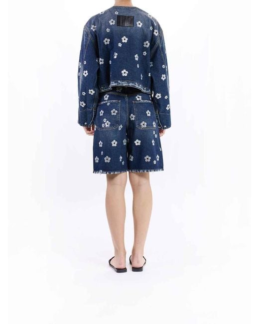 Marc Jacobs Blue Sequin Daisy Cropped Jacket