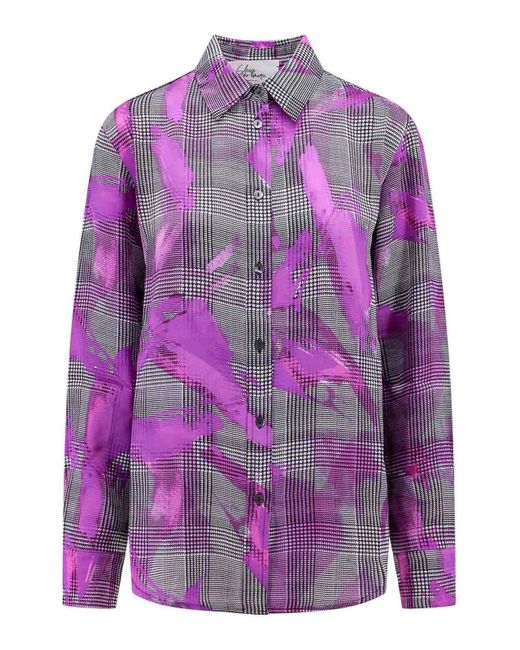 SLEEP NO MORE Purple Silk Pajamas Shirt