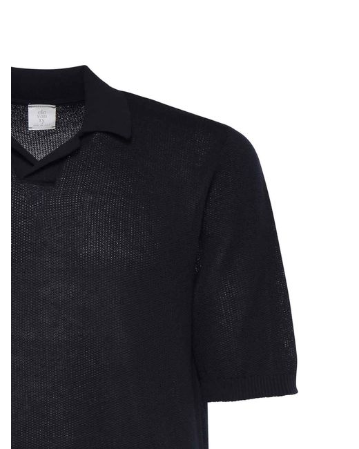 Eleventy Black Cotton Polo for men
