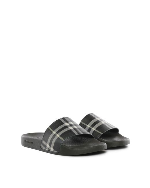 Burberry Green Check Slippers for men