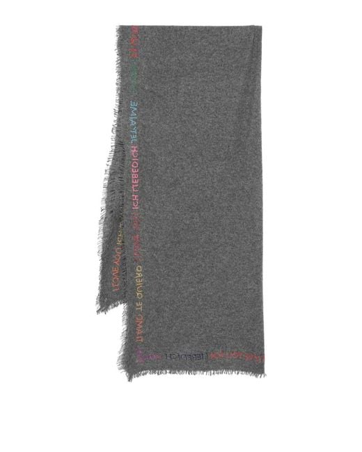 Faliero Sarti Gray Scarf With Embroidered Letter