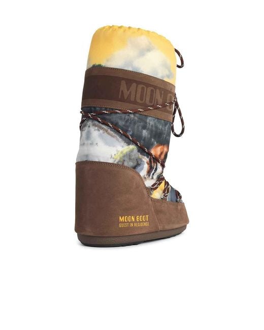 Moon Boot Brown Icon Postcard Nylon And Suede Boots