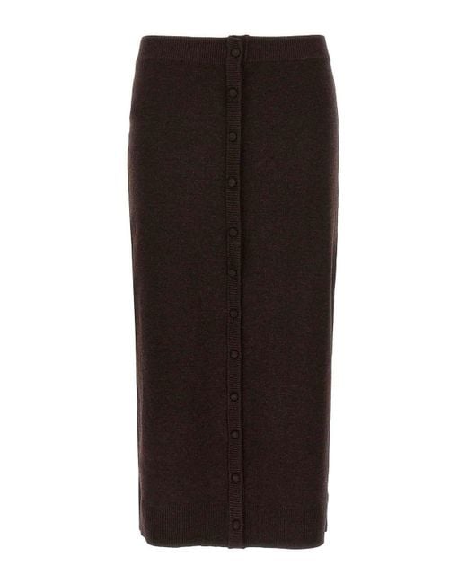 Victoria Beckham Black Midi Skirt Buttons
