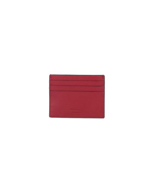 Ferragamo White Gancini Embossed Leather Card Holder for men