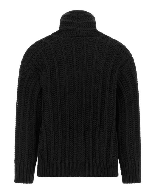 Dolce & Gabbana Black Coarse Wool Cardigan