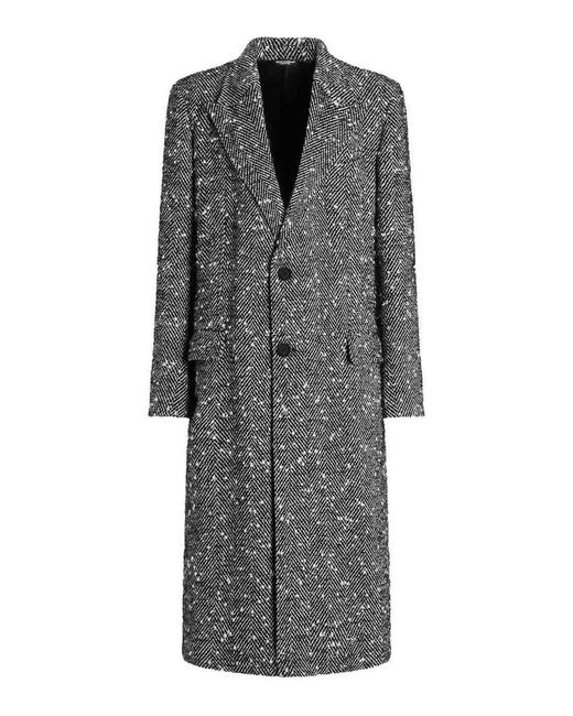 Dolce & Gabbana Gray Herringbone Coat for men
