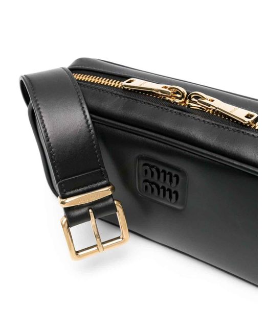 Miu Miu Black Logo-plaque Leather Shoulder Bag