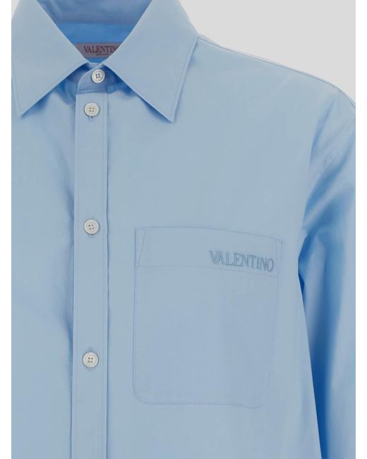 Valentino Garavani Blue Popline Shirt for men