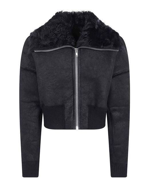 Rick Owens Black Flight Cropped Suede Jacket for men