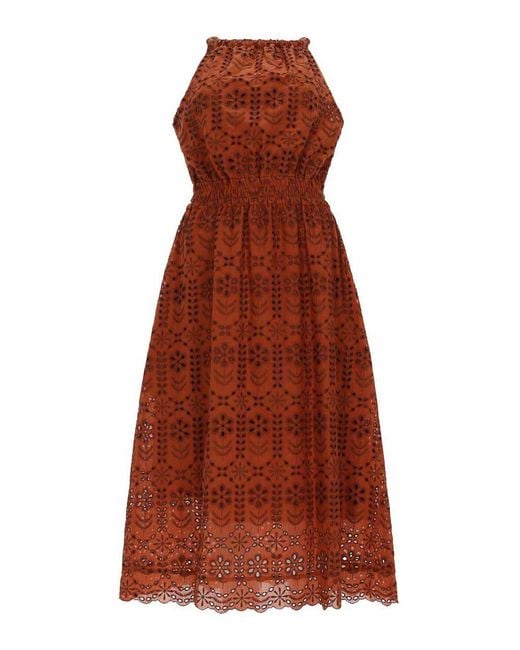 Paul Smith Red Perforated Midi Dress