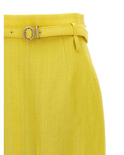Jil Sander Yellow Skirt Viscose Blend Side Zip