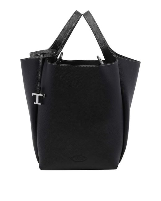 Tod's Black Small Leather Bucket Bag