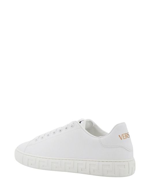 Versace White Leather Sneakers With La Greca Motif