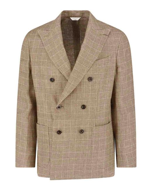 Boglioli Natural Double-Breasted Linen Blazer for men