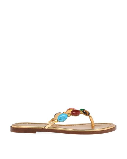 Gianvito Rossi Brown Stone-Detailing Metallic Flip Flop