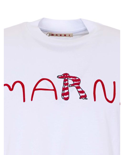 Marni White Animal Alphabet T-Shirt for men